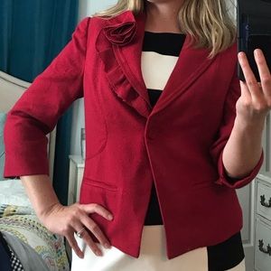 White House Black Market Red Flower Blazer size 8